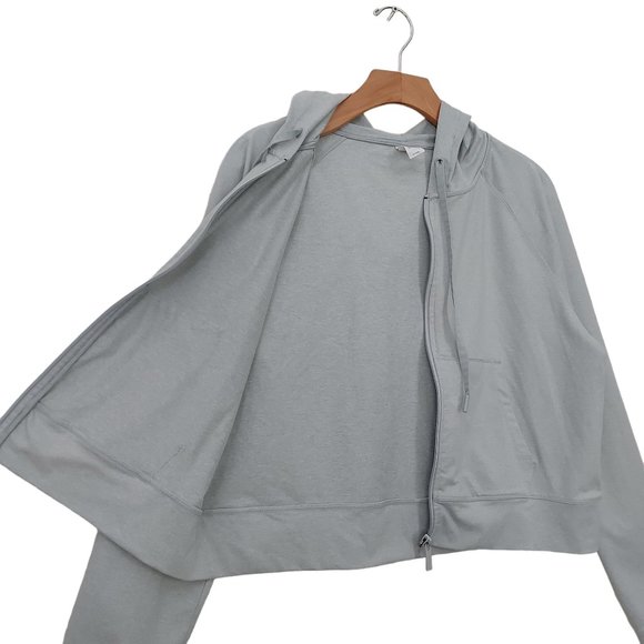 Yogalicious Hoodie Womens Large Light Gray Full Zip Crop Soft Fabric Athletic - Picture 2 of 10